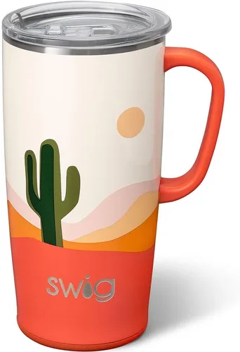 Miniatura 18 de Swig Life Taza de Viaje de 18 oz, Vaso Aislante con Asa y Tapa, Taza de Café de Viaje, Compatible con Portavasos, Acero Inoxidable, Vaso de 18 oz