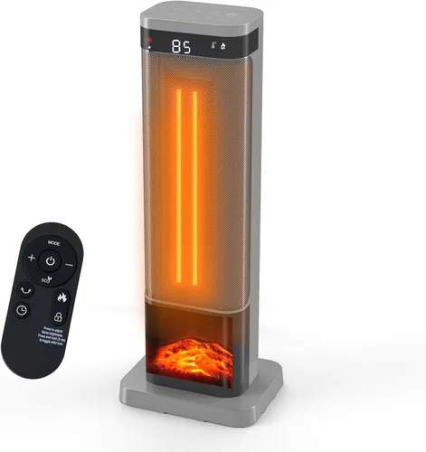 Dumos Calentadores de espacio de 24 pulgadas para uso en interiores, calentador portátil con 3 colores de luz, termostato ajustable con control