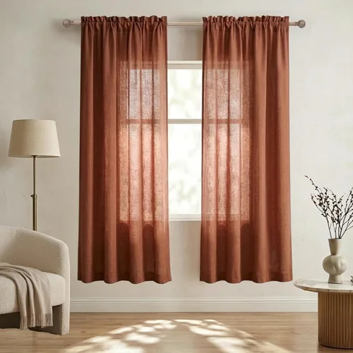 Miniatura 89 de Mrs.Naturall - Cortinas transparentes con bolsillo para barra de 36x63 pulgadas de lino mezclado negro