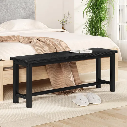 Miniatura 6 de AWQM Banco de mesa, par de 2, banco de comedor, marco de acero grueso, banco de madera, estilo industrial, para cocina y comedor, 12 pulgadas