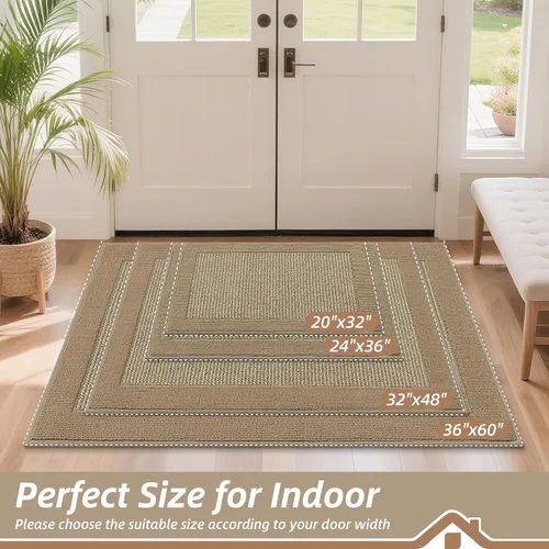 Miniatura 2 de BEQHAUSE Tapete para puerta interior de 20 x 32 pulgadas, tapete antideslizante para entrada, lavable, resistente a la suciedad, tapete