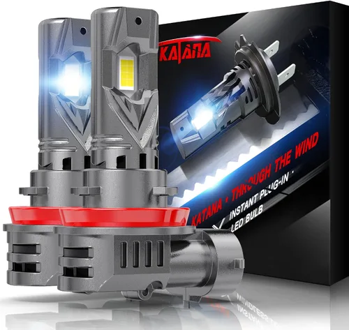 Miniatura 11 de KATANA Bombillas H4 mejoradas, 18000LM 6500K xenón blanco súper brillante tamaño mini con ventilador de refrigeración, luz antiniebla lista
