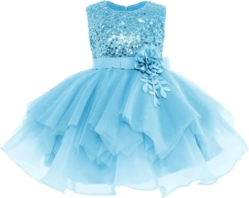 Vestidos de niña de flores sin mangas de lentejuelas hinchado vestido de tul de la boda de la dama de honor del concurso bautismo cumpleaños vestido