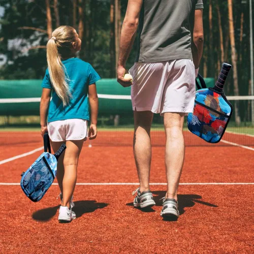 Miniatura 6 de WK IEASON Funda de neopreno para paletas de pickleball con bolsillos interiores y correa de asa, funda para raqueta y organizador de bolas Impresión
