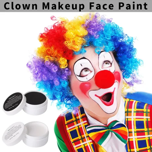 Miniatura 2 de MEICOLY SFX Joker - Juego de 6 piezas de maquillaje de Halloween, pintura facial blanca y negra, maquillaje clásico profesional a base de aceite