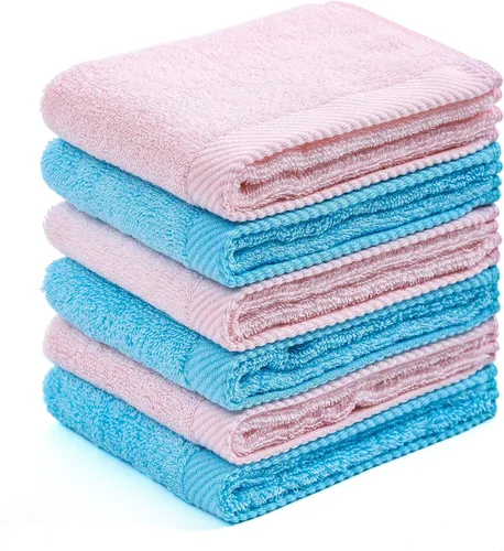Mother-Earth Paquete de 6 paños de baño de 12 x 12 pulgadas, toallas faciales suaves y absorbentes, paños de lavado de secado rápido para pieles
