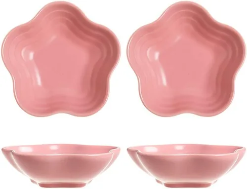 Miniatura 7 de Gaolinci Plato de cerámica con forma de flor de 3.5 pulgadas, mini condimento lateral, platos para servir aperitivos, juego de platillos pequeños