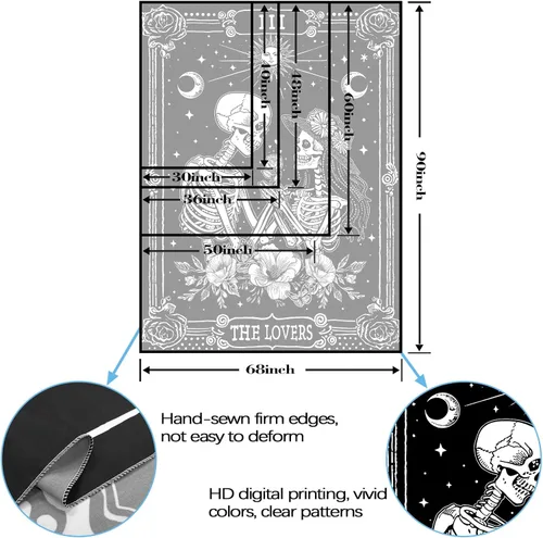Miniatura 5 de Kanuyee Tapiz de Esqueleto de los Amantes Tapiz Gótico para Dormitorio Tapices de Cartas del Tarot Góticas para Colgar en la Pared Decoración El