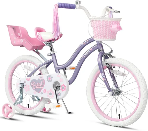 Miniatura 15 de Glerc Petal Girls Bike 12-18 Inch for Ages 2-9, Kids Bike with Training Wheels, Basket & Streamers, Princess Style Kids Bicycle, for Girls