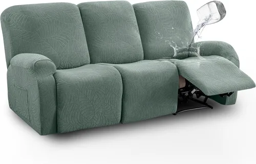Miniatura 25 de vctops Funda repelente al agua para silla reclinable de 4 piezas con bolsillo lateral, diseño de hojas de jacquard, elástica, suave, protector