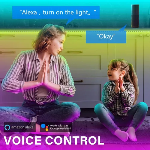 Miniatura 3 de GUPUP Luces LED WiFi de 50 pies, tira de luces LED controladas por aplicación inteligente, compatible con dispositivos Alexa y Google Assistant