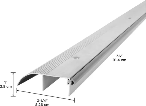 Miniatura 2 de M-D Building Products 69694 3-1/4 pulg. x 1 pulg. x 36 in. Aluminio plateado y vinilo de alto perfil comercial umbral de puerta de salida comercial