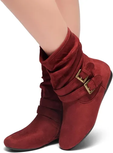 Miniatura 6 de Herstyle Lindell Botas de pantorrilla de tacón plano para mujer, con cremallera lateral, botines de tobillo