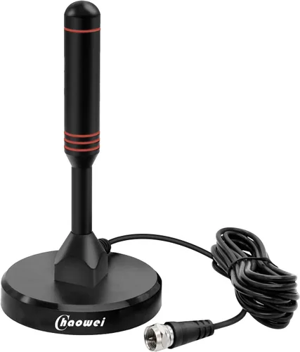 Chaowei Antena digital HDTV con base magnética, cable coaxial HDTV de 16.5 pies, antena de TV portátil para interiores y exteriores para 4K 1080p