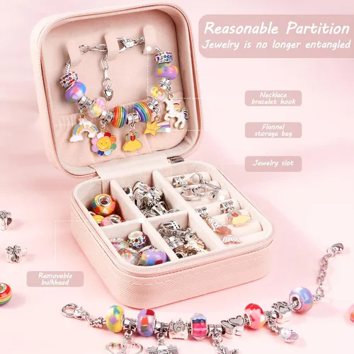 Miniatura 3 de UFU Kit de fabricación de pulseras con dijes, kit de fabricación de joyas, regalo para niñas de 5, 6, 7, 8 a 12, un dulce regalo de cumpleaños