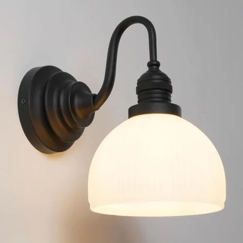 Miniatura 10 de Apliques de Pared Dorados, Luz de Tocador de Baño Cableada con Cuenco Rayado de Vidrio Esmerilado, Lámpara de Pared Montada de Latón Vintage