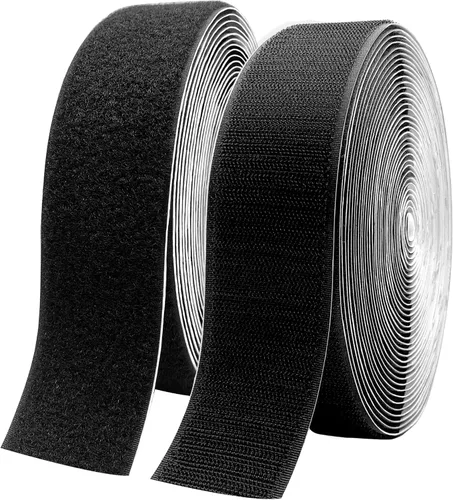 Cinta adhesiva de gancho y bucle de 2 pulgadas x 33 pies, cierres de cinta de nailon resistente, cinta autoadhesiva de doble cara negra que se puede