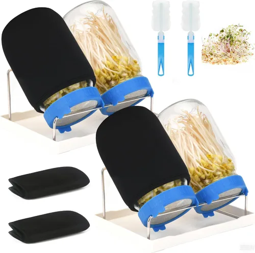 Miniatura 8 de [Tamaño grande] Kit de germinación de 68 onzas, 2 kits de tarros de germinación, tarros de boca ancha con tapa de brote de pantalla de acero