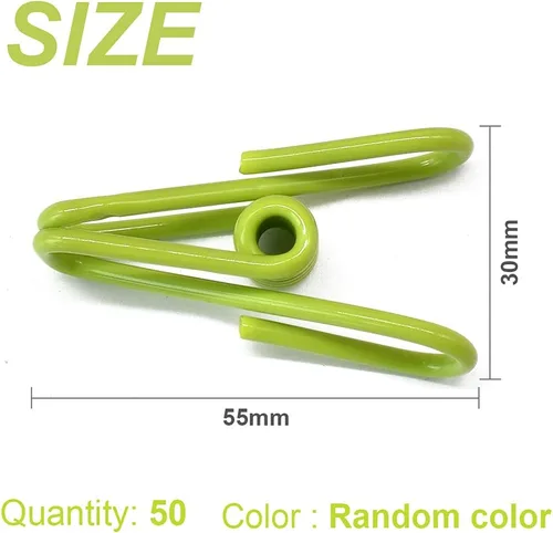 Miniatura 2 de Paquete de 50 clips de alambre de acero, coloridos recubiertos de vinilo, resistentes al viento, pinzas para secar el hogar, lavandería y oficina