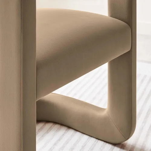 Miniatura 6 de Modway Winslow Silla de comedor de terciopelo resistente a las manchas en alabastro, sillón de barril con respaldo abierto, silla de comedor