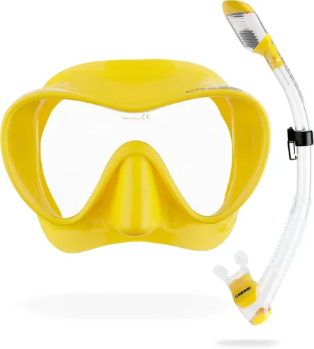 Cressi Scuba Diving Snorkeling Kit - Freediving Mask & Dry Snorkel - F1 & Supernova Dry: Designed in Italy Amarillo