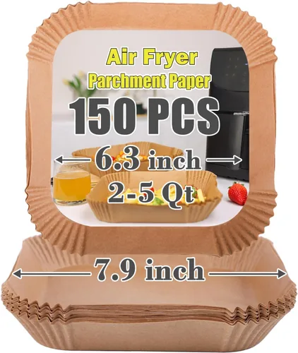 Miniatura 10 de GOAUS Freidora de aire, 100 forros de papel cuadrados desechables extra grandes para cesta de 8 cuartos o superior, papel pergamino antiadherente