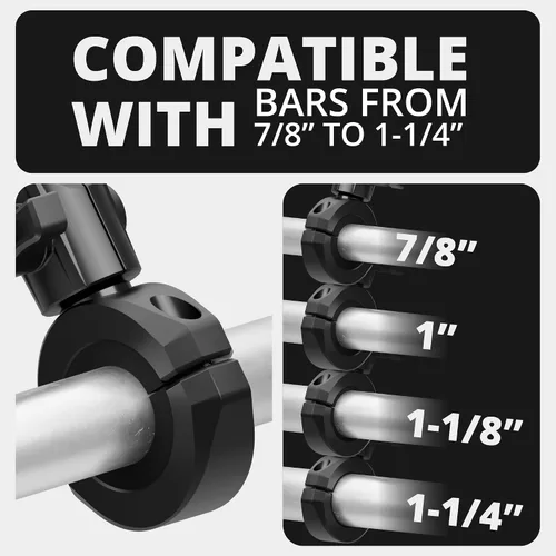 Miniatura 2 de Tackform Soporte de teléfono negro para motocicleta All Metal – 20MAXX Spring Cradle Abrazadera universal BC3 para manillar de 7/8 pulgadas a
