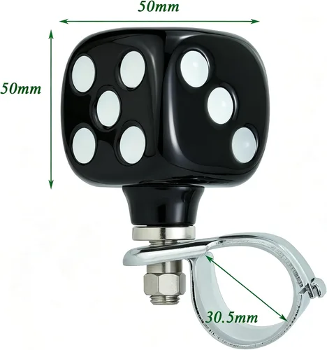 Miniatura 3 de Lunsom Rueda giratoria para volante, con forma de dados, perilla de rueda giratoria de automóvil, mango de potencia suicida, ayuda de conducción