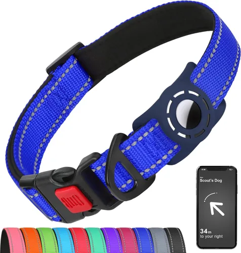 Miniatura 13 de AirTag - Collar de perro con soporte AirTag compatible con AirTag, acolchado suave reflectante, hebilla de bloqueo de seguridad, nailon ajustable
