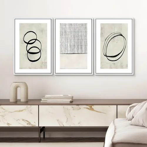 Miniatura 131 de SIGNWIN Lienzo enmarcado para pared, arte con pinceladas de flujo neutro en tonos beige abstractos, ilustraciones, arte moderno, decorativo