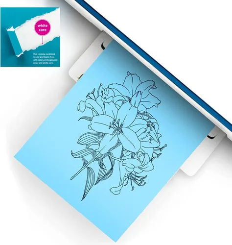 Miniatura 5 de 60 hojas de cartulina de color, 28 colores surtidos tamaño A4 de 8.82 oz/m², papel de cartulina impreso de doble cara, cartulina gruesa de alta