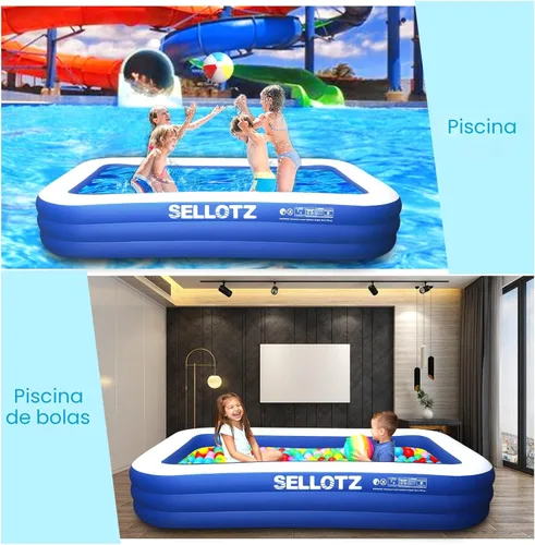 Miniatura 2 de SELLOTZ Piscina inflable para niños y adultos, 120 x 72 x 22 pulgadas, piscina familiar gruesa de gran tamaño para niños pequeños, al aire libre
