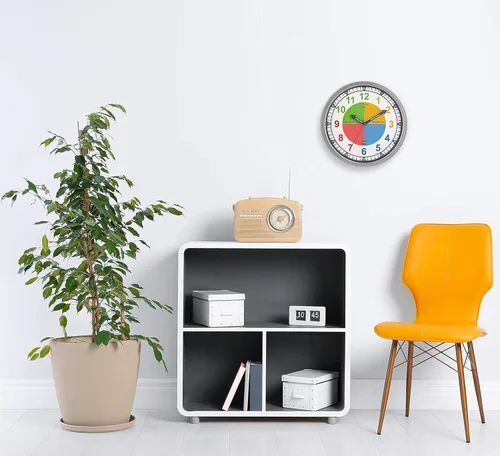 Miniatura 3 de Bernhard Products Reloj de pared colorido para niños, para enseñar el tiempo, silencioso, sin tictac, herramienta de aprendizaje educativa, números