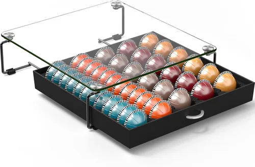 Miniatura 6 de DecoBrothers Cajón Organizador de Cápsulas de Café Vertuo de Vidrio Templado de Cristal, Organizador de 30 Cápsulas Grandes o 60 Pequeñas Nespresso