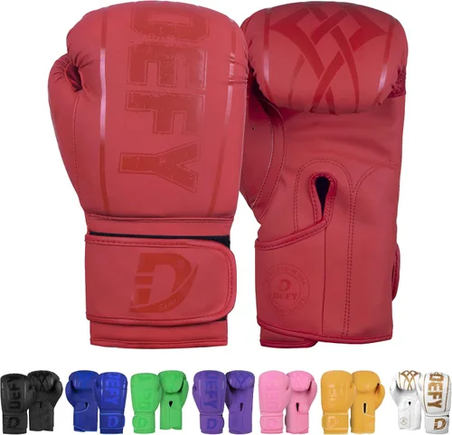 Miniatura 4 de DEFY - Guantes de boxeo para hombres y mujeres, guantes de boxeo de cuero sintético de alta calidad para entrenamiento, perfectos para perforar