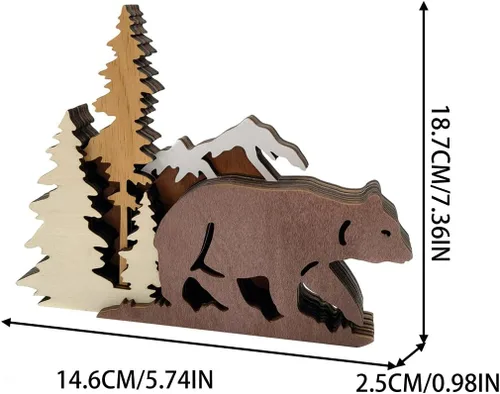Miniatura 9 de Surakey Estatuas y figuras de madera, ciervos animales, osos, lobo, bosque, alce, decoración del hogar, siluetas de bosque multicapa y esculturas