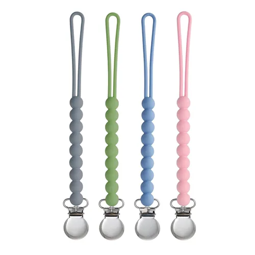 Miniatura 7 de Clip para chupete para niños y niñas, paquete de 4 soportes para chupete de chupete, para regalo de ducha, cumpleaños (beige, beige, azul, salvia)