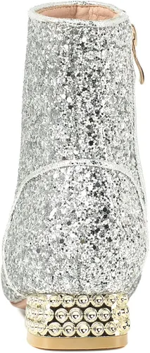 Miniatura 3 de Botines de lentejuelas para mujer, botines de tacón bajo con purpurina brillante