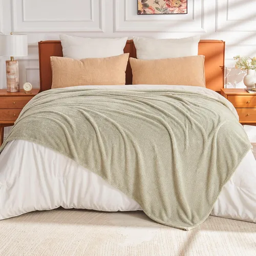 Miniatura 10 de EMME Manta de vellón, manta jacquard 3D para sofá y cama, manta suave, acogedora y esponjosa, ligera, de franela de lujo con diseño de cuadrícula