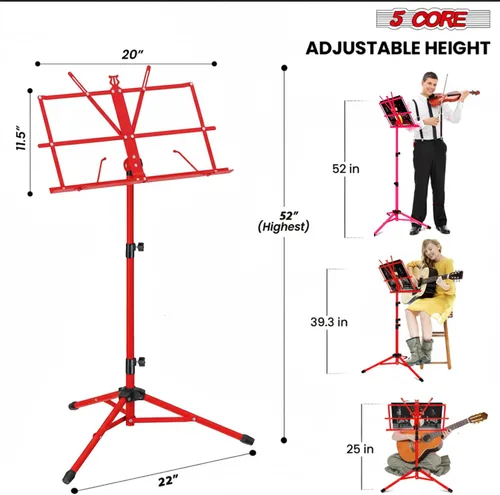 Miniatura 2 de 5 CORE Soporte de partituras portátil de doble uso para libros de escritorio, trípode ligero plegable ajustable de 52 pulgadas con bolsa de Negro