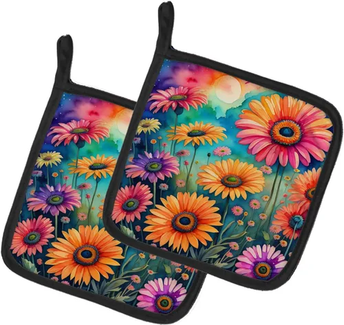 Miniatura 74 de Caroline's Treasures Juego de soportes para ollas de cocina coloridos de Asters, resistentes al calor, almohadillas calientes para cocinar, hornear