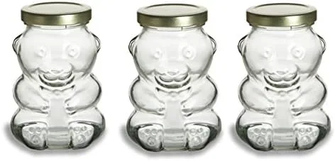 Miniatura 11 de Nakpunar - Tarros de vidrio en forma de oso de 9 onzas con tapas para miel, caramelos, alcancías (12, blanco)