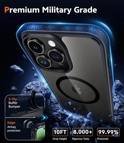 Miniatura 461 de FNTCASE Funda para iPhone 13 Pro-Max: Fundas magnéticas transparentes compatibles con Magsafe Slim anti amarillamiento protección contra caídas
