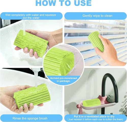 Miniatura 7 de Paquete de 4 Esponjas Limpiadoras Húmedas, Borrador de Esponja Mágica para Limpieza del Hogar, Plumeros Reutilizables Suministros de Limpieza