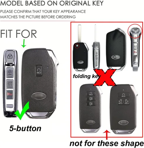 Miniatura 2 de ontto Keyless Entry - Funda inteligente para llave remota para Kia Ceed, Cerato, Forte, Seltos, Sorento, Soul, funda de cuero para llaves color negro