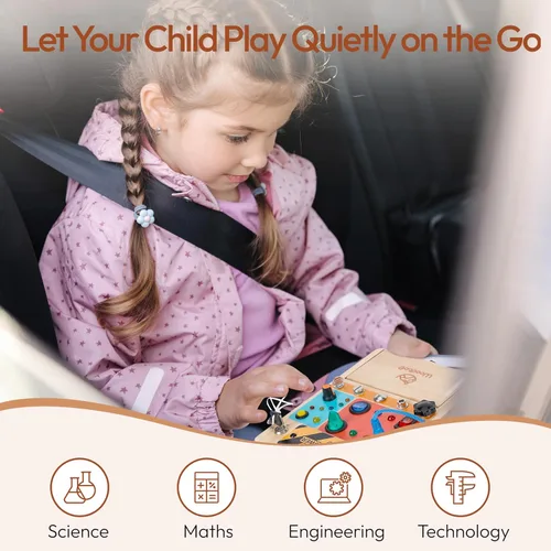 Miniatura 5 de Woodtoe Juguetes Montessori para niños pequeños de 3, 4, 5 años, tablero ocupado 3 en 1 con interruptor de luz LED, juego de tablero