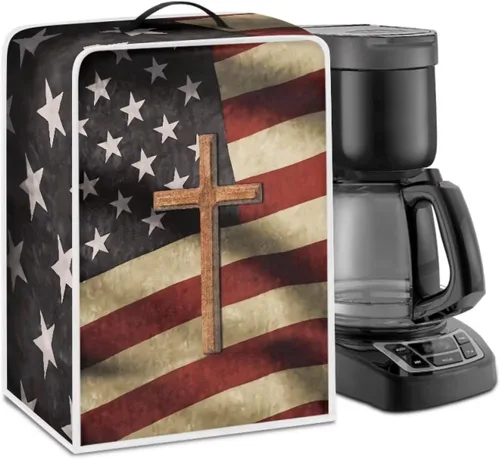 Cubiertas antipolvo para máquina de café cruzado con bandera estadounidense, para mezclador, máquina de jugo, mantiene la cocina y la oficina