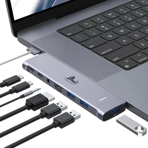 Miniatura 14 de LIONWEI Estación de acoplamiento para laptop 9 en 1, HDMI dual, 100 W PD, USB C 3.0, Ethernet, audio/micrófono, concentrador USB C para portátiles
