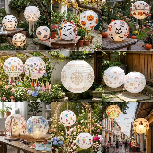 Miniatura 7 de 10 linternas de papel blanco para decoración de fiesta, 16 pulgadas, grandes, de papel redondo chino, para colgar, linternas gigantes