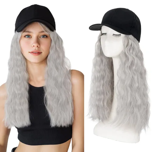 Miniatura 12 de S-noilite Peluca de gorra de béisbol con extensiones de cabello, 8 pulgadas, corta, rizada, ondulada, estilo Bob, peinado, ajustable, con cabello